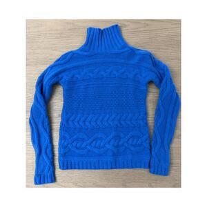 Garnet Hill Women's XS 100% Cashmere Blue Turtleneck Sweater